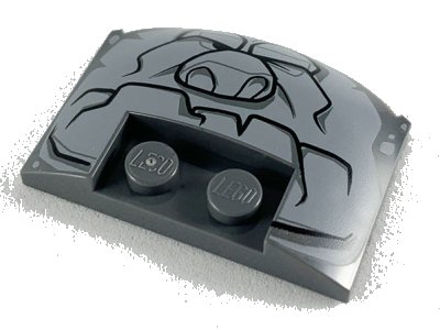 LEGO onderdeel Wedge 3 x 4 x 2/3 Triple Curved with Light Bluish Gray Rock Creature Face Pattern (93604pb005)