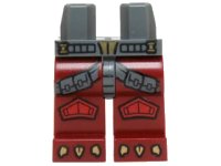 LEGO onderdeel Hips and Dark Red Legs with Dark Bluish Gray Straps, Red Knee Pads and Gold Talons Pattern 970c59pb04