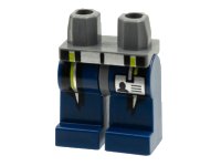 LEGO part Hips and Dark Blue Legs with Silver and Lime Stripes and ID Card Pattern 970c63pb02