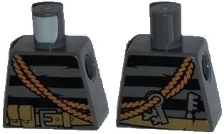 LEGO onderdeel Torso Sweater Striped with Utility Belt, Rope and Keys Pattern (973PB1322)