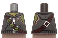 LEGO part Torso Hoodie with Zipper, Torn Shoulder, Bandolier with 3 Toxic Bulbs Pattern 973pb2013
