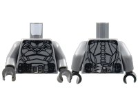LEGO onderdeel Torso Armor, Black Bat with Silver Outline, Panel Lines, Belt with Silver Buckle Pattern / Dark Bluish Gray Arms / Black Hands 973pb4485c01