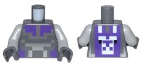 LEGO part Torso Pixelated Silver, White, and Dark Purple Armor and Llama Pattern / Light Bluish Gray Arms / Dark Bluish Gray Hands 973pb4804c01