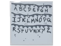 LEGO part Tile 6 x 6 with Bottom Tubes with Black Alphabet Letters and Christmas Lights Pattern (Sticker) - Set 75810 10202pb012