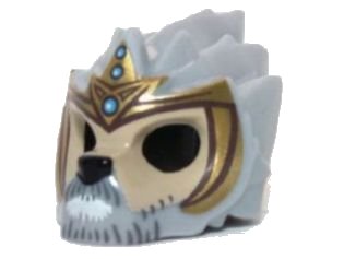 LEGO part Minifigure, Headgear Mask Lion with Tan Face, Gray and White Beard and Gold Crown Pattern (11129pb05)