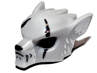LEGO onderdeel Minifigure, Headgear Mask Wolf with Fangs, Scars and White Ears Pattern (11233pb01)