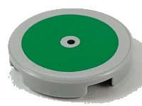 LEGO part Carreau, Rond 2 x 2 avec Porte-goujon Inférieur avec Motif Grand Cercle Vert et Point Central Noir 14769pb317