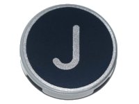 LEGO part Carreau, Rond 2 x 2 avec Support de Tenon Inférieur avec Lettre Majuscule J Argent sur Motif de Fond Noir 14769pb431