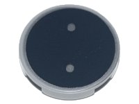 LEGO part Tile, Round 2 x 2 with Bottom Stud Holder with Metallic Silver ':' Colon Pattern 14769pb449
