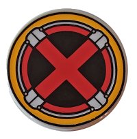 LEGO part Carreau, Rond 2 x 2 avec Support de Tenon Inférieur avec Motif de Logo X-Men Rouge dans un Cercle Jaune Clair Vif 14769pb516