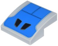 LEGO part Pente, Courbe 2 x 2 x 2/3 avec Motif de Formes d'Appui-tête Noires sur Panneaux de Siège Bleus avec Coutures 15068pb464