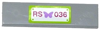 LEGO part Tile 1 x 4 with Butterfly and 'RS 036' Pattern (Sticker) - Set 41036 (2431pb0345)
