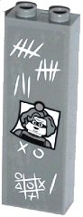 LEGO part Brick 1 x 2 x 5 with Tally Marks, Photo, and Tic Tac Toe Game Pattern (Sticker) - Set 60069 2454pb095