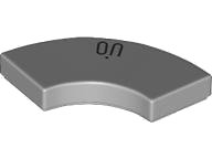 LEGO part Tile, Round Corner 2 x 2 Macaroni with Black 'ON' Pattern 27925pb018