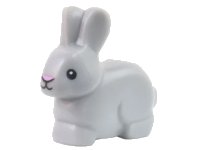 Bunny / Rabbit with Black Eyes and Mouth and Bright Pink Nose Pattern in grigio bluastro chiaro, numero pezzo LEGO 29685pb01