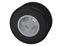 LEGO part Wheel 8mm D. x 9mm for Slicks, Hole Notched for Wheels Holder Pin with Black Tire Smooth Small Wide Slick (30027b / 30028) 30027bc01