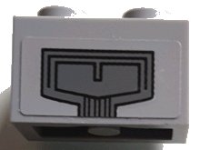 LEGO part Brick 1 x 2 with Dark Bluish Gray Panel with Black Lines Pattern (Sticker) - Set 75095 (3004pb176)