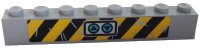 LEGO part Brique 1 x 8 avec Motif Triangles Haut et Bas et Rayures de Danger Noir et Jaune avec Égratignures (Autocollant) - Ensemble 75927 3008pb172