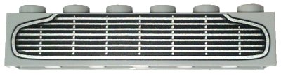LEGO part Brick 1 x 6 with Black and Silver Aston Martin DB5 Grille Pattern (3009pb245)