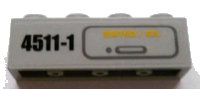 LEGO part Brick 1 x 4 with '4511-1' and 'MOTOR / OIL' Pattern (Sticker) - Sets 4511 / 10157 3010pb127L
