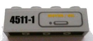 LEGO onderdeel Brick 1 x 4 with '4511-1' and 'MOTOR / OIL' Pattern (Sticker) - Sets 4511 / 10157 (3010pb127L)