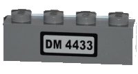 LEGO part Brick 1 x 4 with 'DM 4433' on White Background Pattern (Sticker) - Set 4433 3010pb156