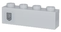 LEGO part Stein 1 x 4 with Silver and Black Aston Martin 'DB5' Logo Pattern (Sticker) - Set 10262 3010pb341