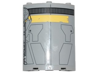 LEGO part Cylinder Quarter 4 x 4 x 6 with SW Droid Escape Pod Pattern 2 (Sticker) - Set 75136 (30562pb041)