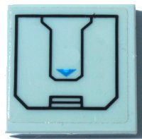 LEGO part Tile 2 x 2 with Hatch Panel, Black Lines with Cut Corners and Dark Azure Triangle Pattern (Sticker) - Set 60194 3068pb1976