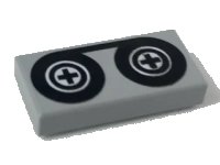 Piastrella 1 x 2 con Motivo Bobine di Nastro Nero in grigio bluastro chiaro, numero pezzo LEGO 3069p02