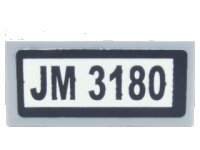 LEGO part Carreau 1 x 2 with Black 'JM 3180' Pattern on White Background (Sticker) - Set 3180 3069pb0130