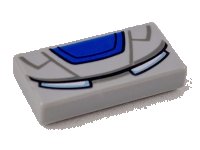 LEGO part Carreau 1 x 2 with Blue Trapezoid and Metallic Light Blue Eyes (Iron Man Forehead) Pattern 3069pb0707