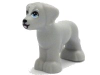 LEGO part Dog, Friends, Shaggy Fur, Ears, and Tail with Black Nose, Open Mouth and Eyelids, Bright Pink Tongue, White Eyebrows and Blaze and Bright Light Blue Eyes Pattern 3168pb05