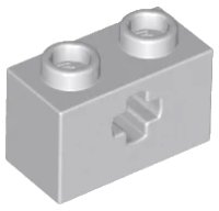 Technic, Stein 1 x 2 with Axle Hole en gris bleuté clair, numéro de pièce LEGO 32064