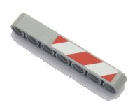 LEGO part Technic, Liftarm Thick 1 x 7 with Red and 2 White Danger Stripes Pattern Model Left Side (Sticker) - Set 42043 32524pb028L