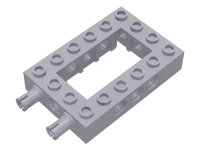 Technic, Brique 4 x 6 Open Center with 2 Fixed Rotatable Friction Pins on End en gris bleuté clair, numéro de pièce LEGO 32531c01