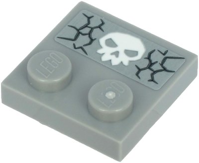 LEGO part Tile, Modified 2 x 2 with Studs on Edge with White Skull and Cracks Pattern (Sticker) - Sets 71717 / 71721 (33909pb003)