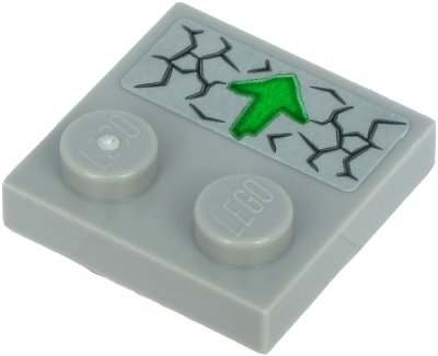 LEGO onderdeel Tile, Modified 2 x 2 with Studs on Edge with Green Arrow and Cracks Pattern (Sticker) - Sets 71717 / 71721 (33909pb004)
