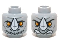 LEGO part Minifigure, Head Dual Sided Alien Chima Rhinoceros with Orange Eyes and White Horn, Neutral / Angry Pattern (Rogon) 3626pb1086