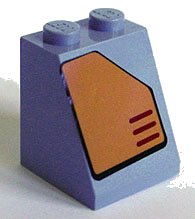 LEGO part Slope 65 2 x 2 x 2 with Bottom Tube with Orange Panel with Cut Top Right Corner Pattern (Sticker) - Set 7708 3678bpb008