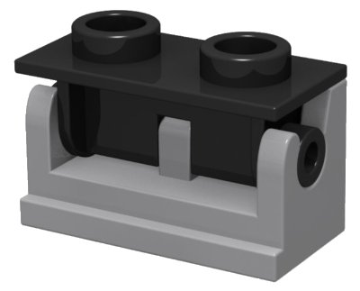 LEGO onderdeel Hinge Brick 1 x 2 with Black Top Plate (3937 / 3938) (3937c02)