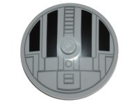 LEGO part Dish 4 x 4 Inverted (Radar) with Solid Stud with Star Wars TIE Hatch Black and Dark Bluish Gray Pattern 3960pb051