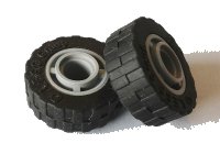 LEGO part Wheel 11mm D. x 8mm with Center Groove with Black Tire 17.5mm D. x 6mm with Shallow Staggered Treads (42610 / 42611) 42610c04