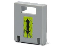 LEGO part Container, Box 2 x 2 x 2 Door with Slot with Black Double Arrow and Splatters on Lime Background Pattern (Sticker) - Set 8963 4346pb24
