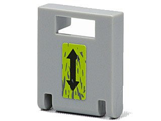 LEGO part Container, Box 2 x 2 x 2 Door with Slot with Black Double Arrow and Splatters on Lime Background Pattern (Sticker) - Set 8963 (4346pb24)