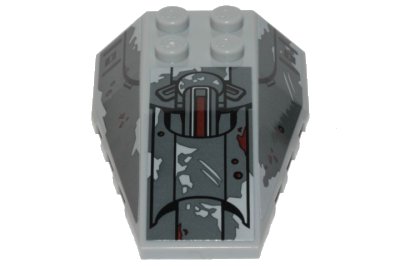 LEGO onderdeel Wedge 6 x 4 Triple Curved with SW AT-ST Leg Panels on Dark Bluish Gray Background Pattern (Stickers) - Set 75254 (43712pb063)