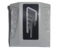 LEGO part Slope, Curved 2 x 2 with Debossed Side Ports with Gray Air Vent on Black Background Pattern Model Right (Sticker) - Set 5970 44675pb003R