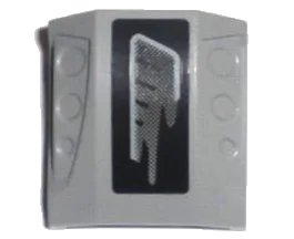 LEGO onderdeel Slope, Curved 2 x 2 with Debossed Side Ports with Gray Air Vent on Black Background Pattern Model Right (Sticker) - Set 5970 (44675pb003R)