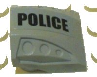 LEGO part Slope, Curved 2 x 2 with Debossed Side Ports with Black 'POLICE' Pattern Model Left Side (Sticker) - Set 7899 44675pb005L