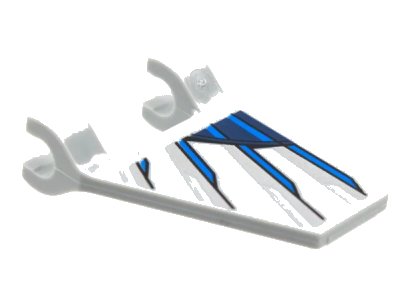 LEGO onderdeel Flag 2 x 2 Trapezoid with Blue, Dark Blue, and Silver Mechanical Wing Pattern on Both Sides (44676pb064)